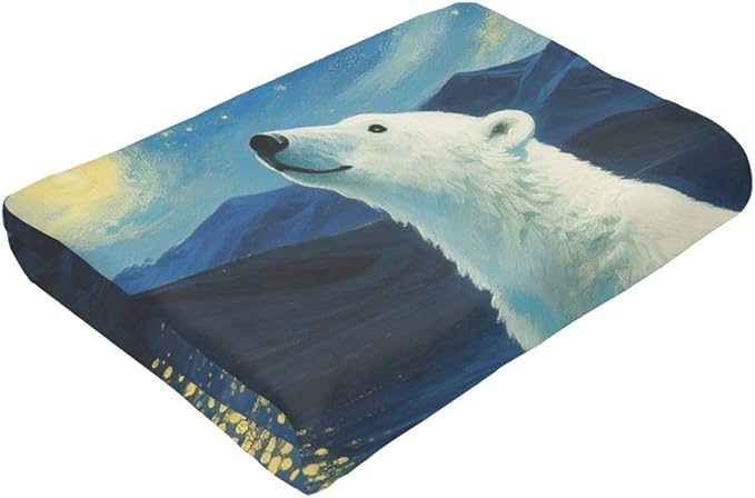 Polar Bear Blanket Cute White Bear Throw Blanket Soft Cozy Fleece Fuzzy Stuffed Plush Flannel Gifts for Girls Women Boys Kids Adults 50"X60"