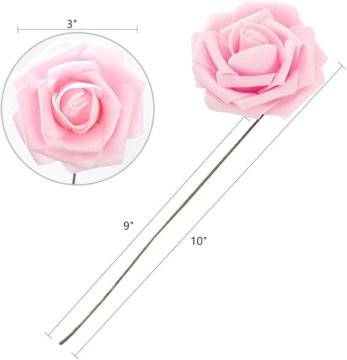 DerBlue 60pcs Artificial Roses Flowers Real Looking Fake Roses Artificial Foam Roses Decoration DIY for Wedding,Arrangements Party Home Decorations