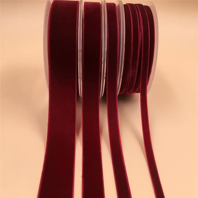 Vintage Wine Velvet Ribbon Single Faced,5/8 Inch X 25 Yards,for Choker,Gift Wrapping,Floral Bouquets