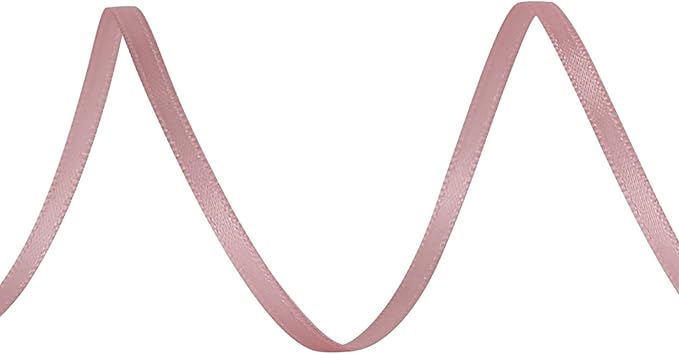 LIUYAXI Rose Gold Double Faced Satin Ribbon, 1/8" X Continuous 100 Yards, Thin Ribbons Perfect for Gift Wrapping Wedding Invitation Card Hair Bows Tag Floral Arrangement DIY Craft