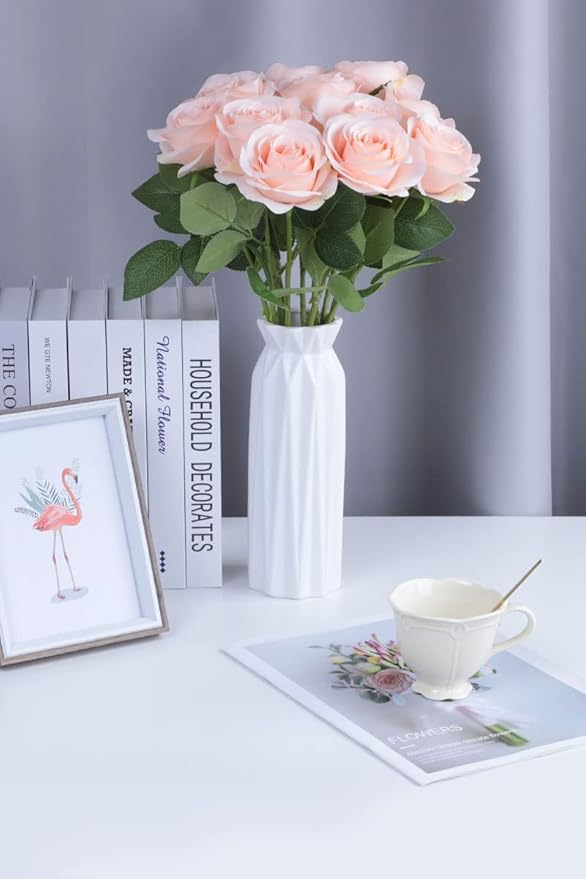 Artificial Rose Flower Artificial Flowers Flower with Long Stem Silk Roses Bouquet for Wedding Bridal Shower Party Home Decoration (Blush, 30 Pcs)