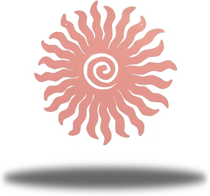 Riverside Designs Sunburst Metal Wall Art Steel Outdoor Decor - Heavy-Duty and Waterproof - Made in USA (12", Pink)