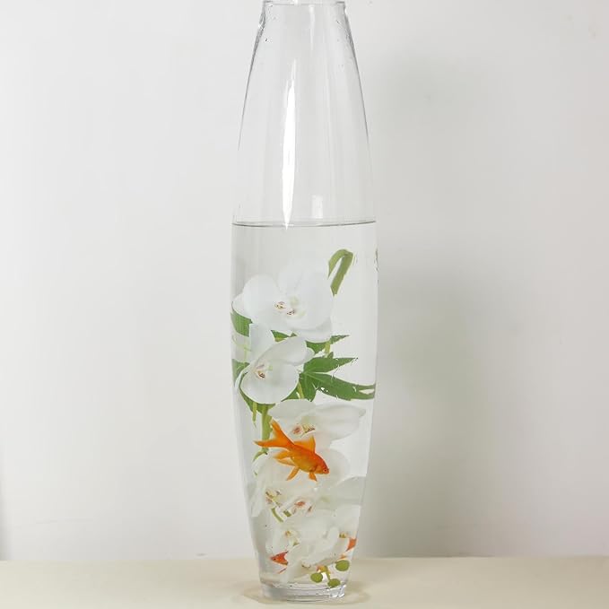 Efavormart 31" Tall Tapered Cylinder Glass Vase Clear Floor Vase Centerpiece for Table Décor