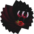 Red Wine Rose Linen Placemats Set of 6 Retro Romantic Rose Floral Art Placemat Indoor Outdoor Party Home Desktop Kitchen Dining Room Decoration 12x18 Inch
