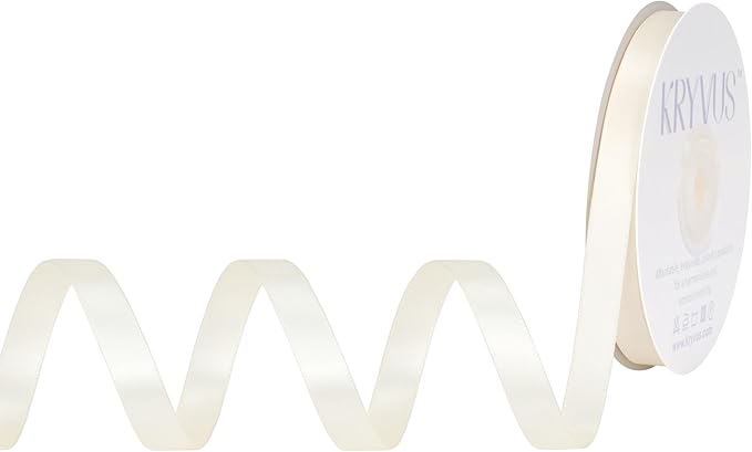 Ivory Satin Ribbon, Double Faced 3/8 Inch X 25 Yards Ivory Ribbon, Premium Satin Ribbon for Gift Wrapping, Crafts, Hair Bow Making, Sewing, Flower Bouquet, Wedding Party Decor