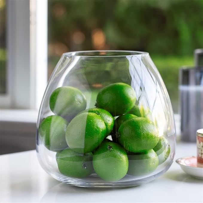Enova Floral Clear Dome Shaped Terrarium Bowl Glass Vase, H 6.50" W 3.5" L7.5 Clear Round Fish Bowl Flower Vase for Desktop Decor (1 Piece)