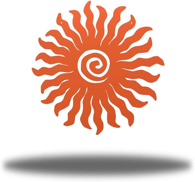 Riverside Designs Sunburst Metal Wall Art Steel Outdoor Decor - Heavy-Duty and Waterproof - Made in USA (30", Coral)