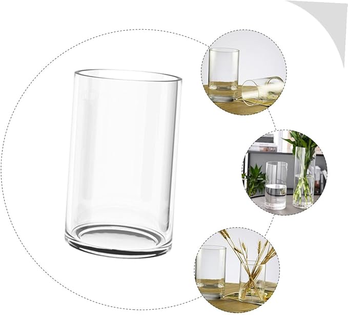 Transparent Cylinder Glass Vase Smooth Touch Floral Arrangement Container for Home Wedding Centerpiece Elegant Modern Flower Holder