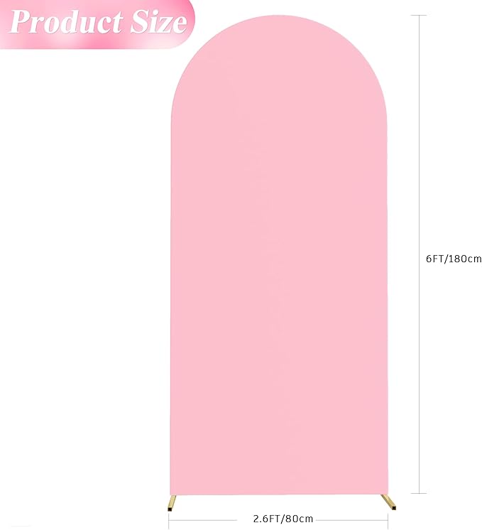 Wokceer 6FT Wedding Arch Cover Spandex Fitted Wedding Arch Stand Covers Round Top Chiara Arch Backdrop Cover for Birthday Party Ceremony Banquet Decoration Pink