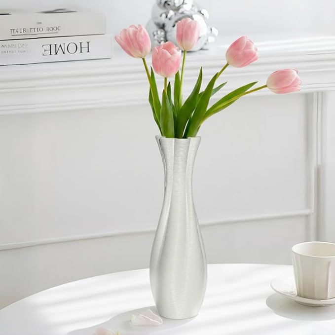 White Ceramic Decorative Vase, Nordic Modern Irregular Shape Flower Vase for Home Decor, Simple Artistic Centerpiece for Dining Table or Coffee Table