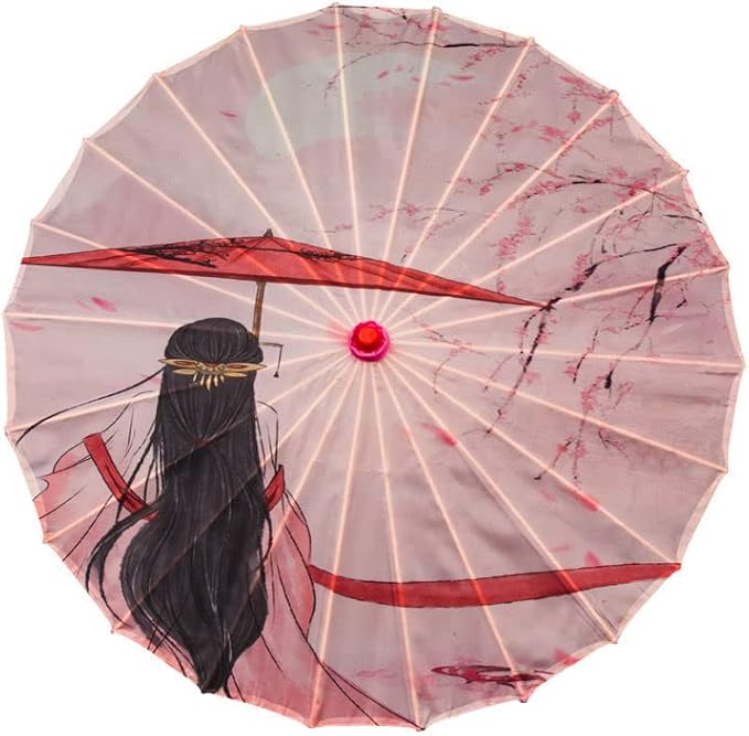 Parasol Chinese Style Classical Oil Paper Umbrella Rainproof Umbrella, Parasol Pendent Floral Mulitcolor Paper and Bamboo Painted Paper Parasol