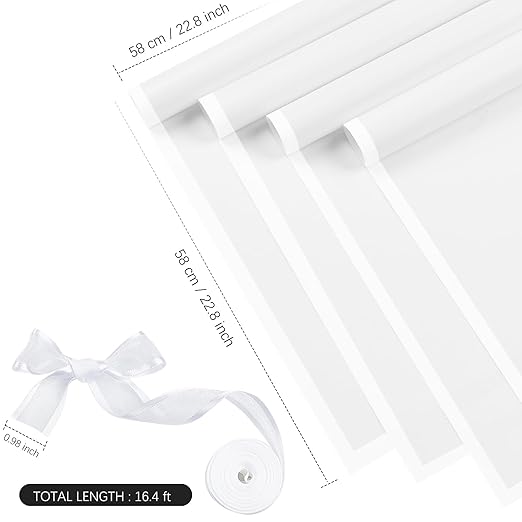 Jutieuo 20 Sheets White Flower Wrapping Paper, Waterproof Floral Wrap White Edge Bouquet Wrapping Paper Florist Supplies (22.8 x 22.8 inch)