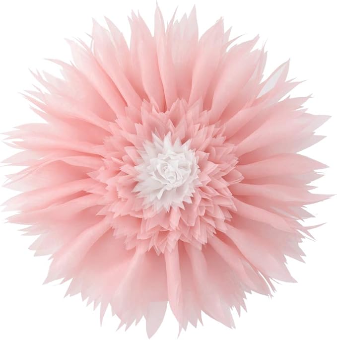 Handmade 3D Flower Round Throw Pillow Cute Decorative Daisy Sunflower Accent Cushion Elegant Soft Floral Pillow with Insert for Couch Chair Car Bed Living Room Home Decor 14Inch Light Pink
