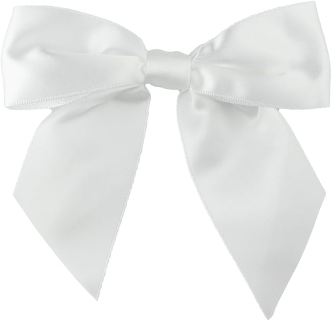 7Rainbows 20pcs Boutique 4.5" White Satin Ribbon Bows for Craft Sewing Scrapbooking Wedding and Gift Wrapping