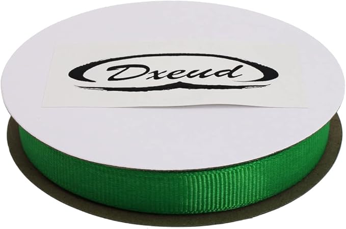Solid Grosgrain Ribbon 25 Yard Each Roll 100% Polyester Woven Edge (1/2", Green)