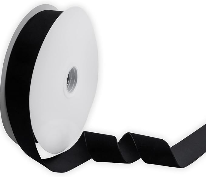 Nylon Velvet Ribbon Single Faced,1 1/2 Inch X 25Yards Spool (Black)