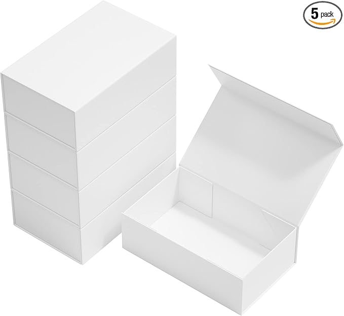 Gift Boxes White with Magnetic Closure Lid 10" X 6" X 3" Gift Boxe for Presents,Luxury for Gift Packaging, Bridesmaid Gifts Box, Magnetic Gift Boxe for Gifts, Cute Boxes,Birthday Gift Box,Christmas Gift Boxes(5PCS)