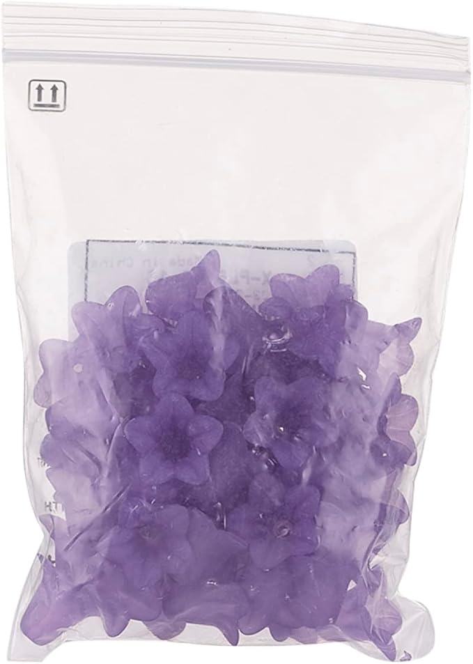 Crafans 50Pcs Frosted Acrylic Flower Beads Purple Flower Bead Caps Transparent Floral Pendants Clear Loose End Spacer Beads for Jewelry Making 17.5x12x1.5mm