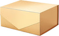 PACKHOME Christmas Gift Box 9x6.5x3.8 Inches, Rectangle Collapsible Box with Magnetic Lid for Xmas Gift Packaging (Glossy Gold)