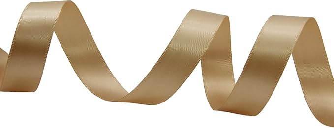 Khaki Double Faced Satin Ribbon 7/8 Inch - 100 Yards - Soft Gift Wrapping Package Ribbon for Invitations, Flower Bouquets, Weddings, Bows, Hair Decoration, Valentine's Day, and Mother's Day