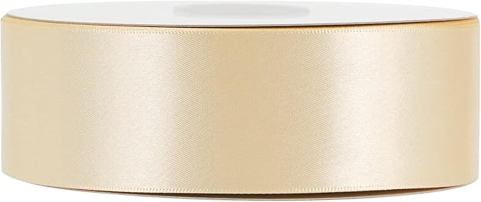 MEEDEE Champagne Satin Ribbon 1-1/2 Inch Champagne Ribbon Lux Double Faced Satin Ribbons by 50 Yards Polyester Satin Ribbons for Crafts, Wedding, Flower Bouquet, Holiday Decorating