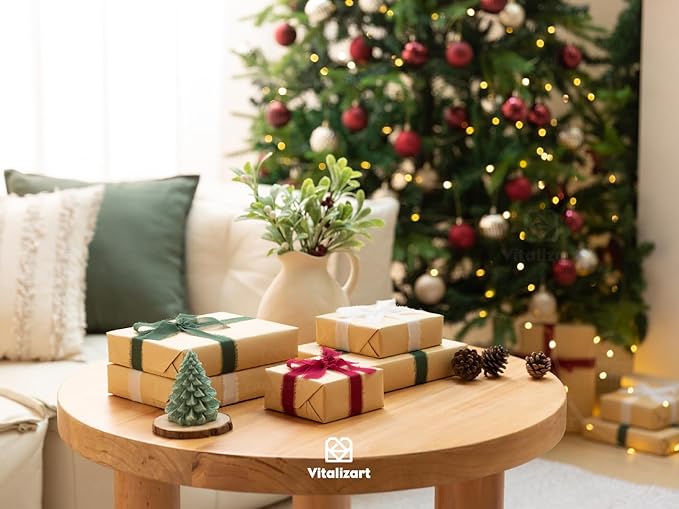 Vitalizart Christmas Ribbon Chiffon Silk Fringes 1" x 21 Yd Fabric Package (3 Rolls * 7 Yd) for Wedding Invitations Bridal Bouquets Decorations Gifts Wrapping & Bow Making Green Red & White