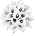 DuHouse 20Pcs Artificial Calla Lily Flower Real Touch Latex Flowers for DIY Wedding Bouquet Party Home Decor (Black White)