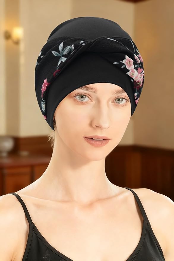 XYIYI Knot Chemo Headwear for Womens Cancer Patients, Stretchy Chemotherapy Headwraps Beanie Hats