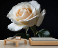 White Rose Wall Mural, Romantic White Rose 3D Wall Murals, Simple Elegant Flowers Wallpaper Mural, for Living Room Bedroom Large Wallpaper Indoor Decor 169.3" W x118.2 H