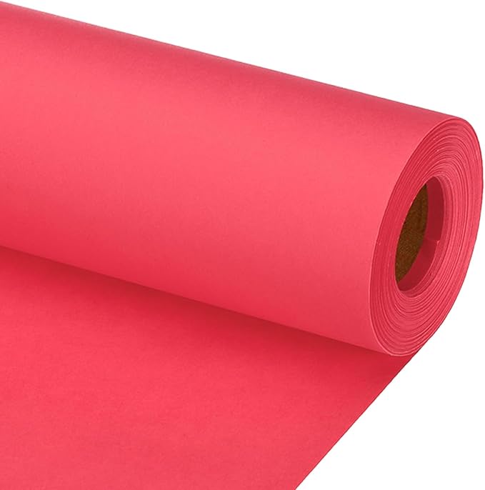 PATIKIL Wrapping Paper, 12"x800"(66') Bulletin Board Paper Roll Kraft Paper Roll Construction 80GSM for Shipping Packing Gift Wrapping Craft Flower Bouquet Christmas, Red