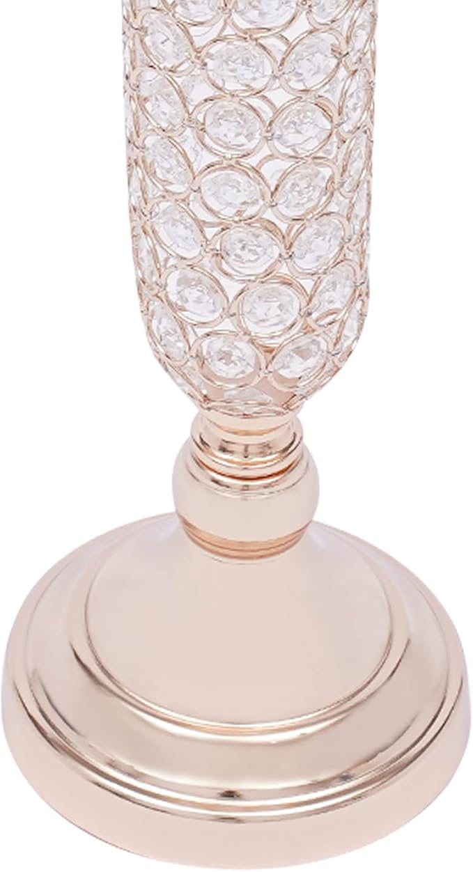 4 Pcs 21 Inch Tall Gold Crystal Vase for Centerpieces, Wedding Christmas Metal Crystal Trumpet Flower Vase Stand for Table Floor Party Banquet Celebration