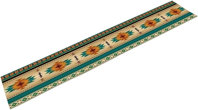 Aztec Southwest Table Runner, Ethnic Style Design Geometric Triditional Kitchen Table Runners Table Setting Decor for Garden Farmhouse Wedding Party Holiday Dinner Home, 13x108 Inch