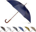 Totes Eco Auto Open Umbrella Classic Wooden J Stick Handle with Easy Grip - Windproof, Rainproof and Durable Canopy Design – Versatile Travel, Perfect for Rainy Days