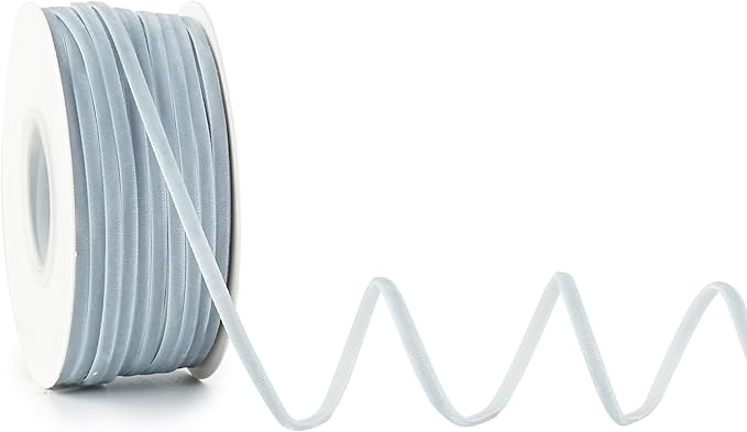 MAYREEL 1/8 Inch Dusty Blue Velvet Ribbon Thin Slate Blue Vintage Ribbon for Wedding Invitations Gift Wrapping Party Favor Boxes 50 Yards