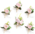 Ling's moment Boutonniere for Men, 6pcs Groom Groomsmen Boutonniere, Artificial Flowers for Wedding Decor/Prom/Homecoming, etc.Blush Pink