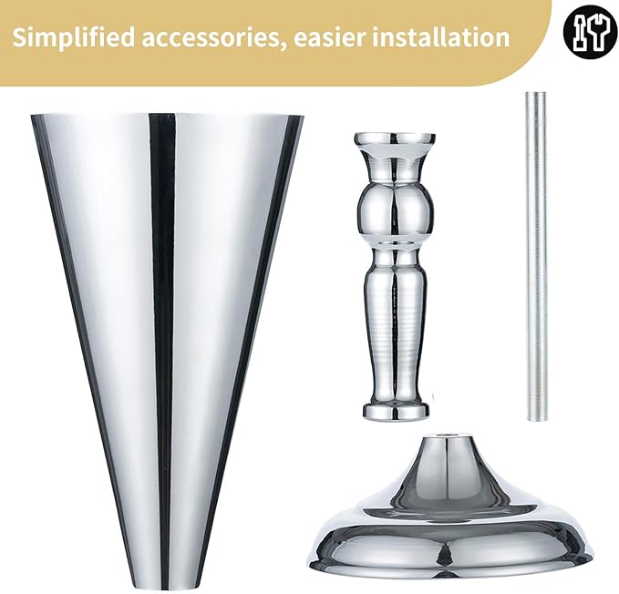 2 Pcs/ Set Tabletop Silver Metal Wedding Flower Trumpet Vase Table Decorative Centerpiece Artificial Flower Arrangements for Anniversary Ceremony Party Birthday Event Aisle Home Decoration
