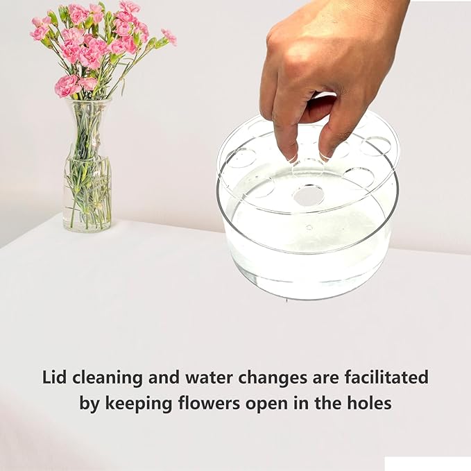 2PCS Acrylic Flower Vase for Centerpieces, 5.51" 12 Holes Clear Round Acrylic Flower Vase, for Wedding Birthday Party Table Decor Indoor/Outdoor Events