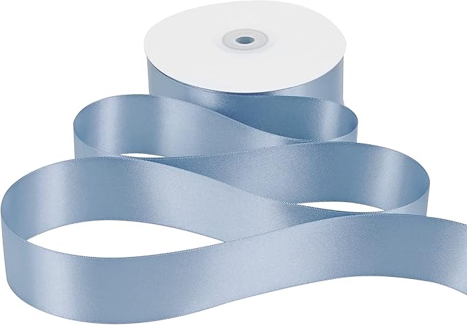MEEDEE Dusty Blue Satin Ribbon 1-1/2 Inch Dusty Blue Ribbon Lux Double Faced Satin Ribbons by 50 Yards Polyester Satin Ribbons for Crafts, Weddings, Flower Bouquet, Holiday Decorating