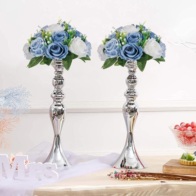 Sziqiqi Blue Flowers Artificial for Decoration Silk Kissing Balls for Wedding - Artificial Flower Ball Center Pieces Decoration for Table Floral Arrangement