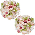 2 Packs Artificial Peony Flowers Silk Peonies Fake Flower Bouquet Arrangements for Home Wedding Party Decoration (Light Pink)