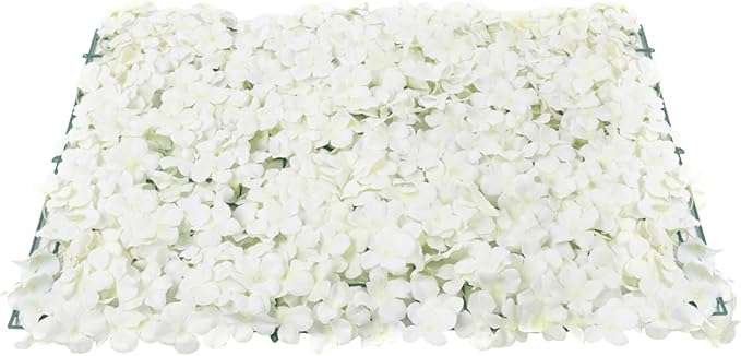 Flower Wall Panels, 10Pcs Artificial Flower Wall 3D Flower Wall Backdrop White Silk Rose Floral Decorative Faux Flower Wall Background for Wedding Home (White,15.7 * 23.6 in)