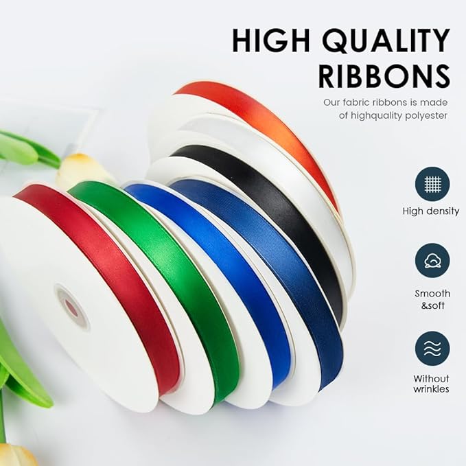 3/8" Wide x 100 Yards Single Face Polyester Satin Ribbon, Satin Ribbon for Crafts, Gift, Hair Bows, Wedding Party Decoration, Bow Making & Other Projects (Pink)