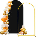 FUHSY 7.2FT Backdrop Arch Stand with Cover Set Metal Arch Backdrop Stand Stable Balloon Arched Frame and Black Arch Stand Cover Backdrop Cover for Arch Stands for Birthday Bridal Shower Ceremony Decor