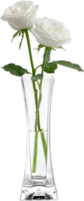 KLIFA- Small Acrylic Square Bud Vase, Shatterproof, High Transparency, Plastic Single Stem Vase, Clear, Hight 7.48 inch, 1 pc