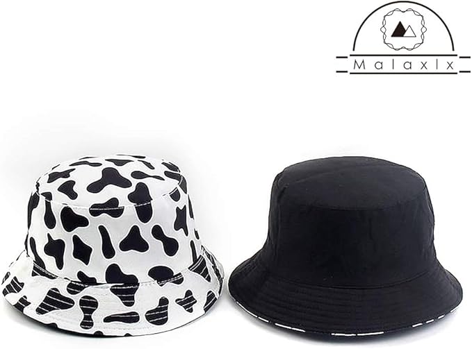Malaxlx Unisex Bucket Hat Beach Sun Hat Aesthetic Fishing Hat for Men Women Teens, Reversible Double-Side-Wear