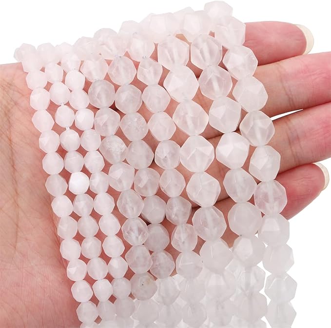 Faceted Natural White Agate Stone Round Beads 10mm 36cm/Strand for Jewelry Making