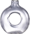 Glass Donut Vase, Grey Glass Vase, Flower Vase, Decorative Vase, Modern Vase, Round Glass Vases for Home, Living Room, Dining Table, Entryway, Mantle, Shelf, Wedding, Office, Coffee Table