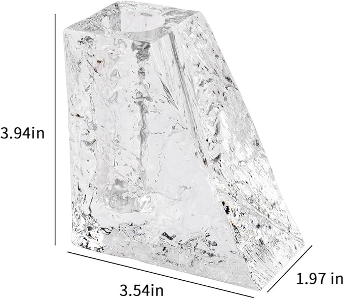 Crystal Flower Vase with Glacial Texture, Clear, Handcrafted Centerpiece for Wedding, Home Decor, Table Display