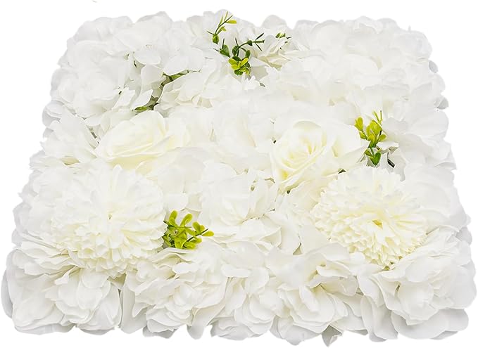 Gdrasuya10 12PCS Artificial Flower Wall Panel Wedding Backdrop Event Party Photography Flower Wall Background White Realistic Flower Wall Backdrop Faux Floral Wall Decor