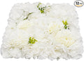 15"x 15" Artificial Flower Wall Panels, Silk Flower Panels for Outdoor Garden Backyard Fence Privacy Screen and Indoor Wall Decor (12 Pcs White, Style 2)